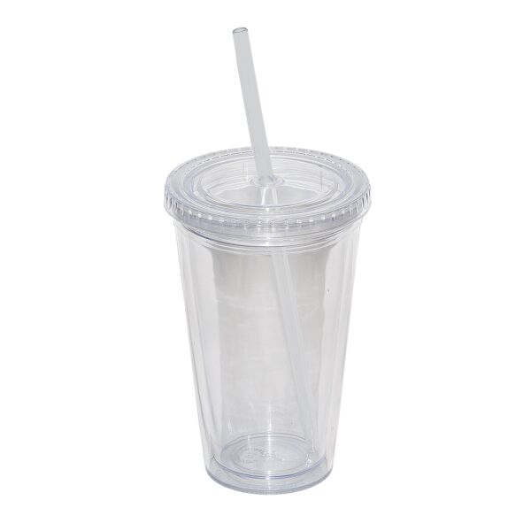 500 ML. 17 FL. OZ. DOUBLE WALLED TUMBLER WITH STRAW Thumbnail